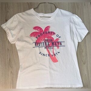 Pier27 riveria maya White and Pink short sleeve shirt top